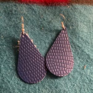 Handmade teardrop gator skin earrings